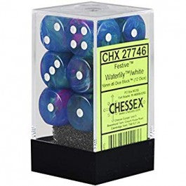 Chessex Festive Waterlily/white 16MM D6 Dice Block