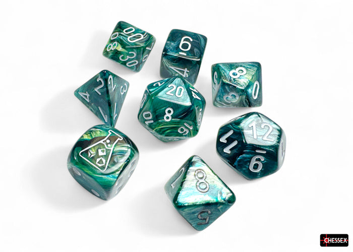 Chessex Lab Dice 9 Lustrous Neptune/Grey 7-Die Set