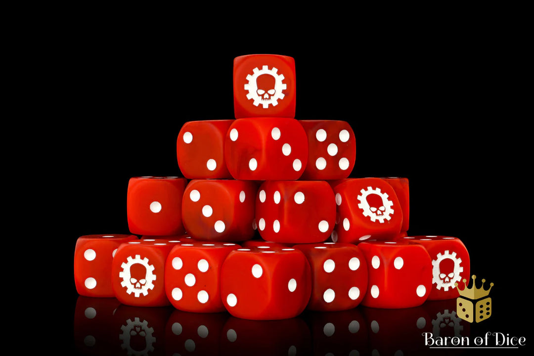 Martian Red Square Corner 25 Dice Set