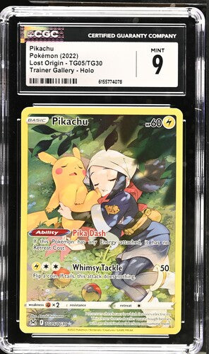Full Art - Pikachu Pokémon Sword & Shield Lost Origin Trainer Gallery CGC 9 Mint