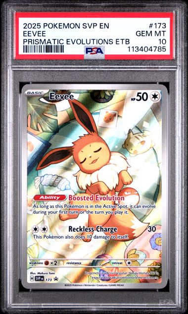 2025 POKEMON SVP EN-SV BLACK STAR PROMO #173 EEVEE PRISMATIC EVOLUTIONS ETB PSA 10