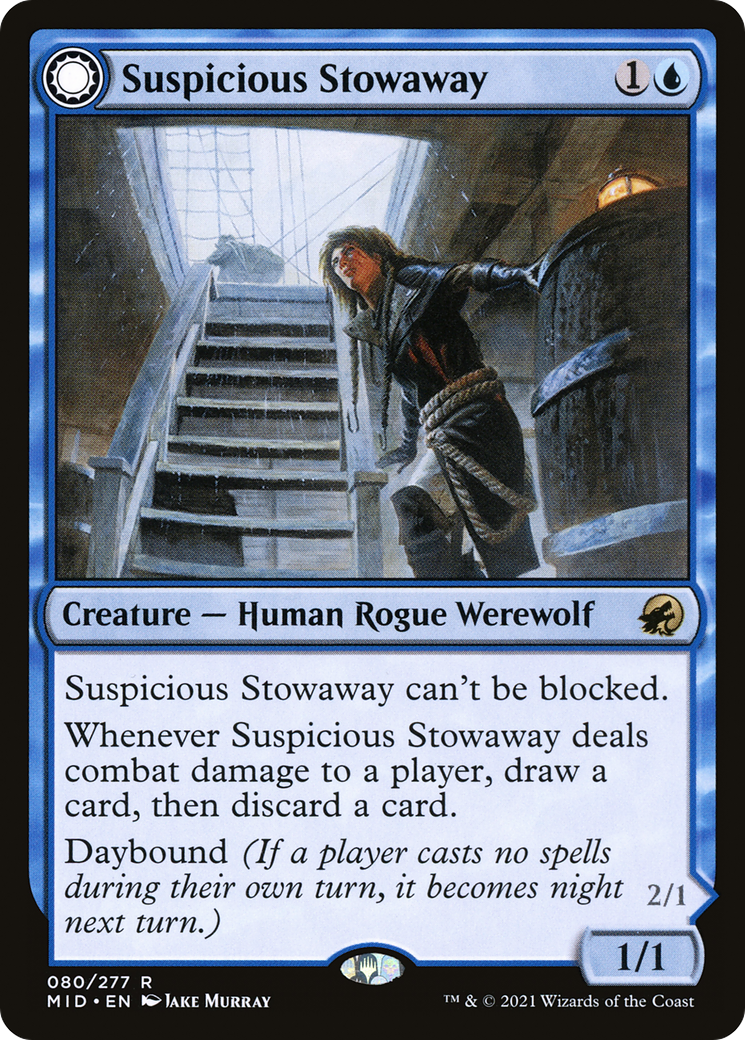 Suspicious Stowaway // Seafaring Werewolf (MID-080) - : (Double Faced Transform) Foil