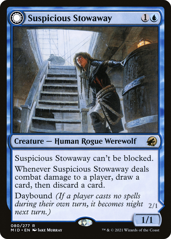 Suspicious Stowaway // Seafaring Werewolf (MID-080) - : (Double Faced Transform) Foil