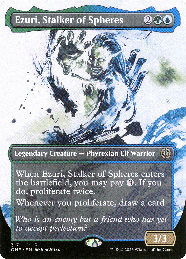 Ezuri, Stalker of Spheres (ONE-317) - : (Showcase) (Borderless) Foil