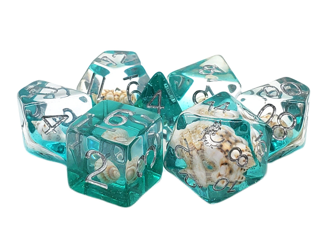 7 Piece DnD RPG Dice Set: Infused - Beach Party - Aqua - New