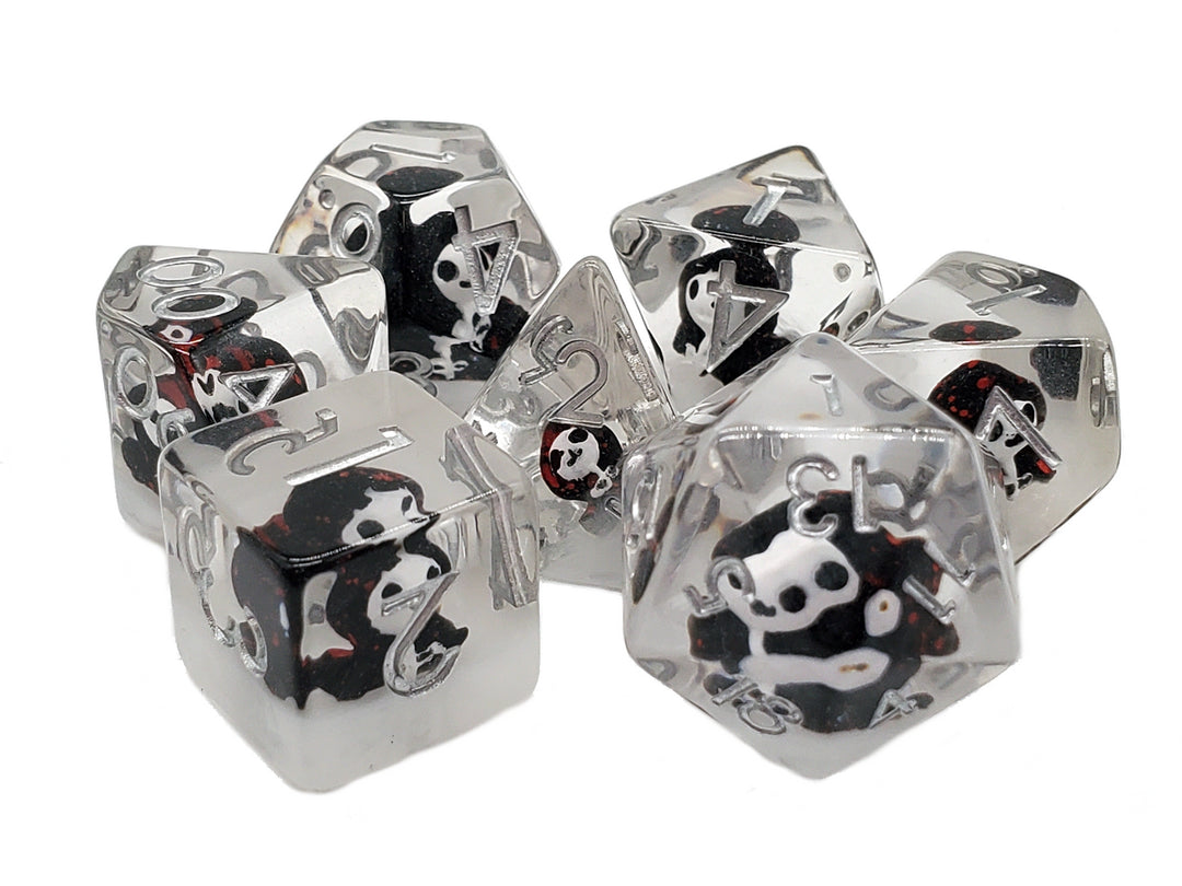 7 Piece DnD RPG Dice Set: Infused - Ghost - Black