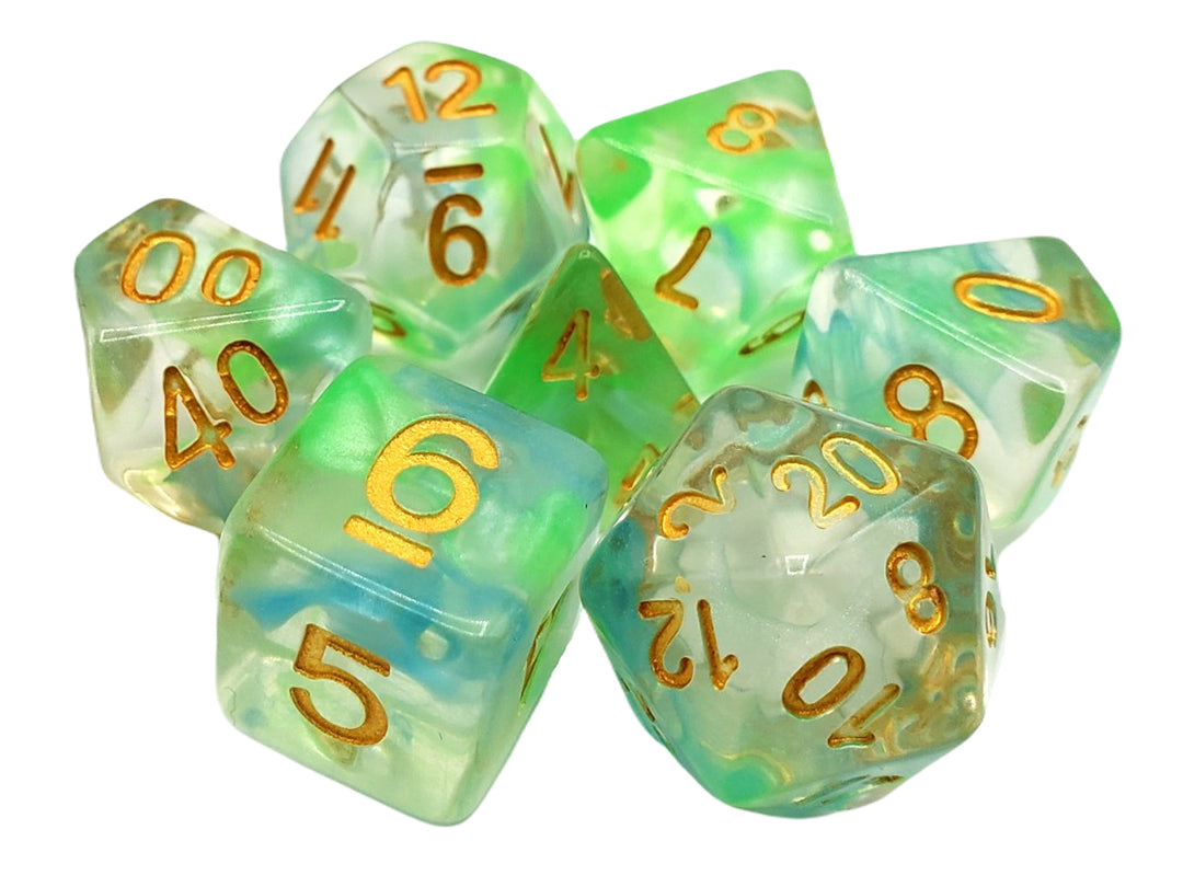 7 Piece DnD RPG Dice Set: Odyssey - Blue & Green