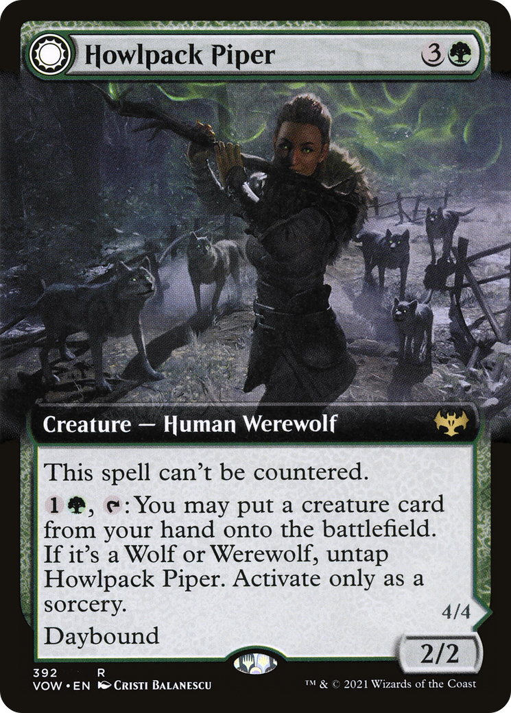 Howlpack Piper // Wildsong Howler (VOW-392) - : (Extended Art, Double Faced Transform) Foil