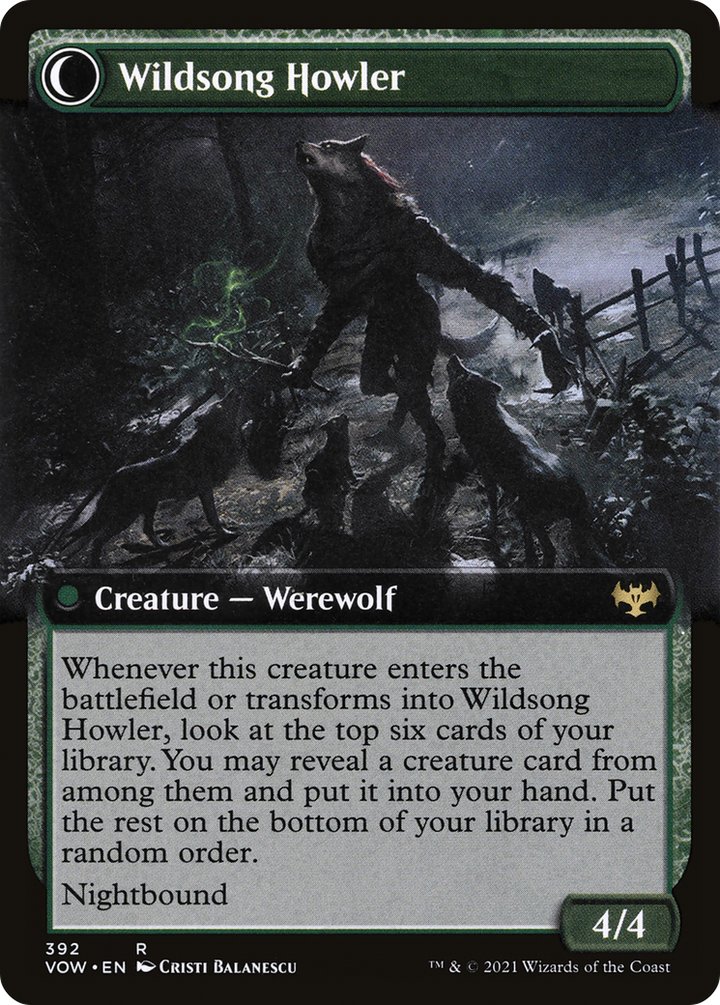 Howlpack Piper // Wildsong Howler (VOW-392) - : (Extended Art, Double Faced Transform) Foil