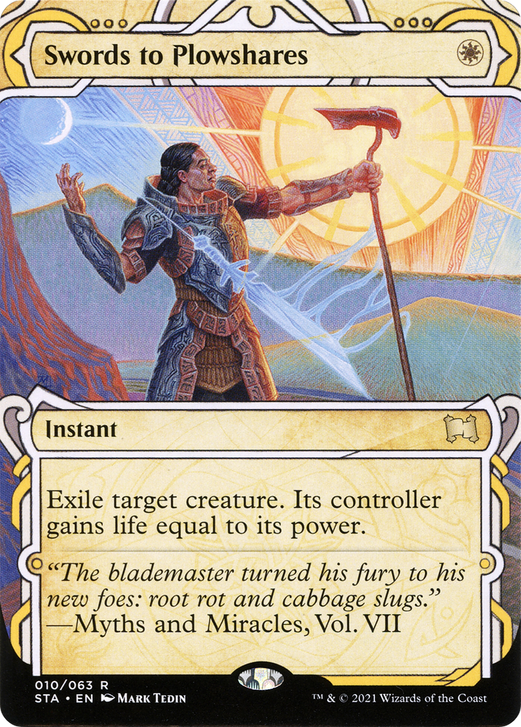 Swords to Plowshares (STA-010) - : (Showcase) (Borderless) Etched Foil