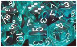 Chessex:  Translucent Teal/White 12Mm D6 Dice