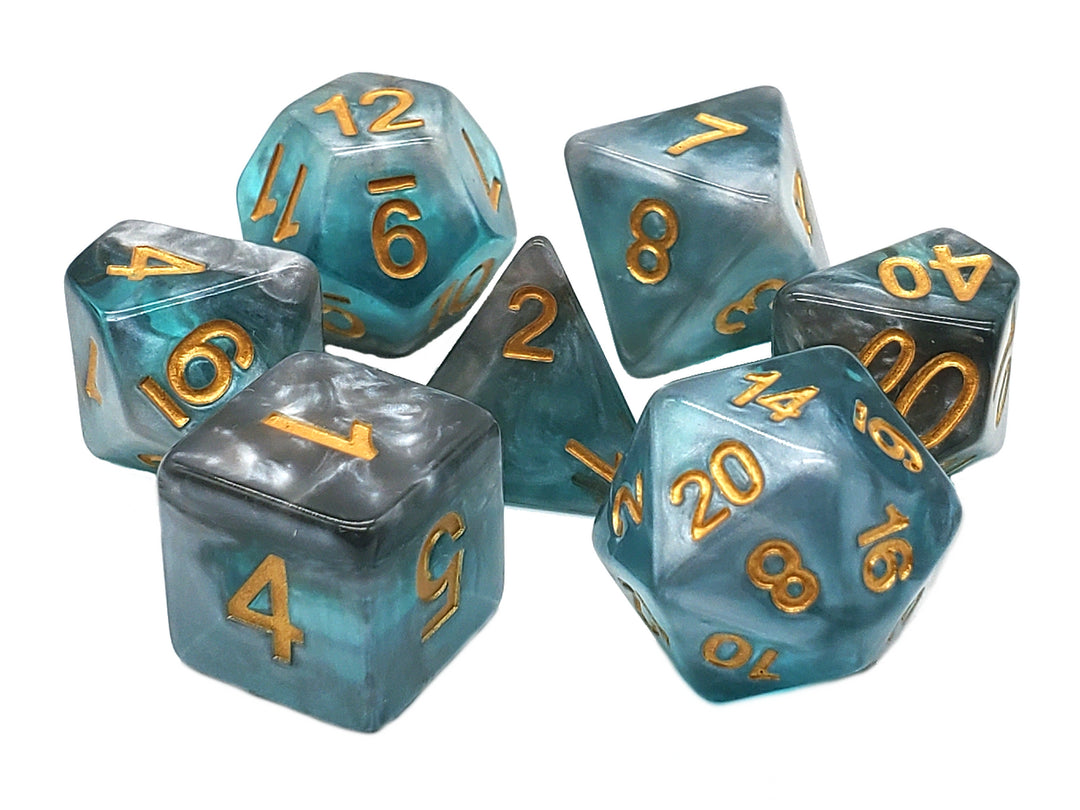 7 Piece DnD RPG Dice Set: Gradients - Cold Steel