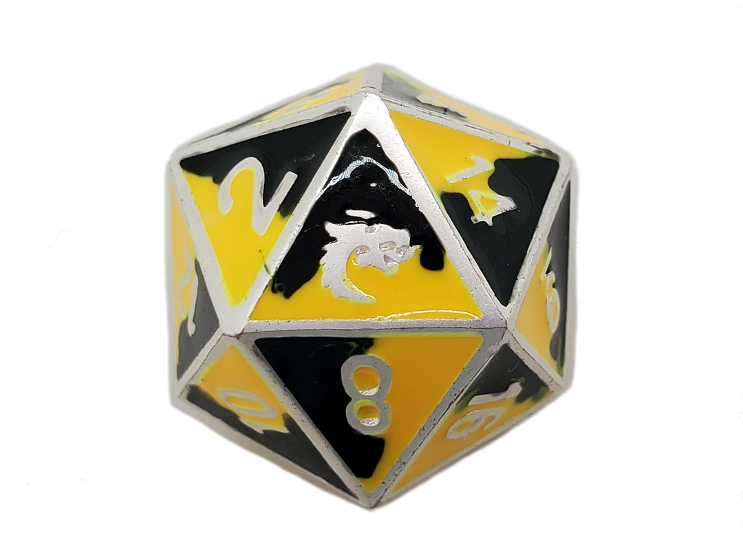 Dragon Forged - Platinum Black & Yellow D20
