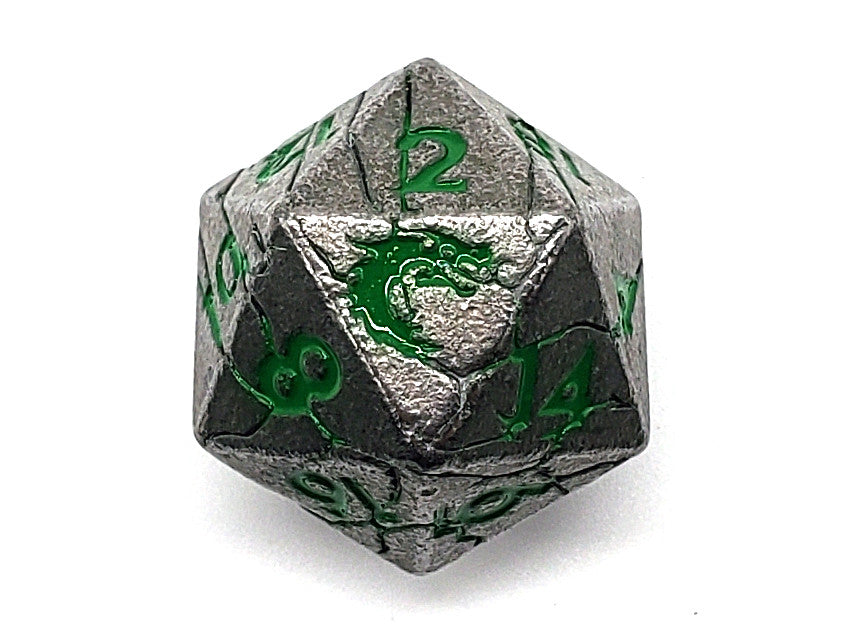 Orc Forged - Ancient Silver with Green D20
