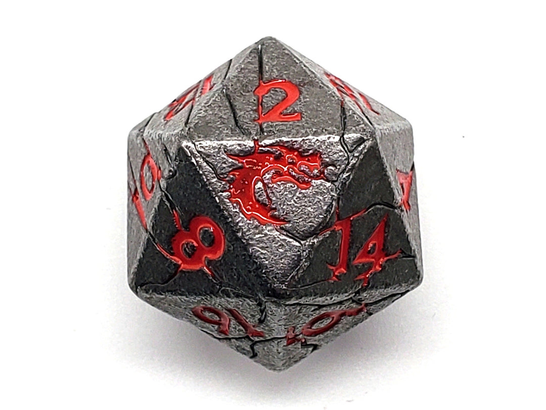 Orc Forged - Ancient Silver with Red D20