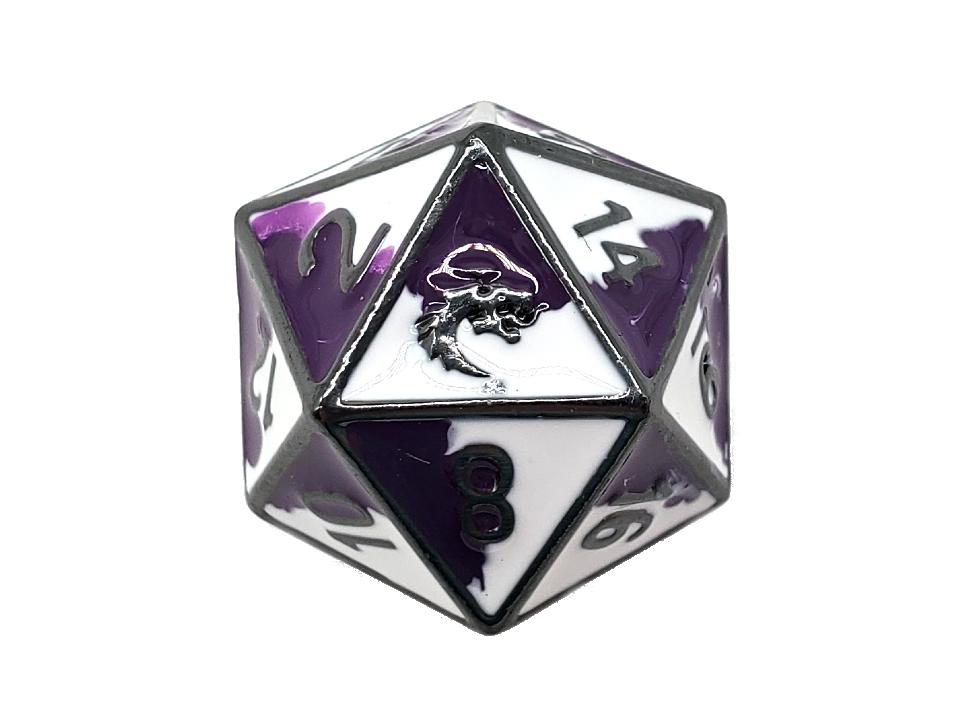 Dragon Forged - Purple & White with Black Nickel D20