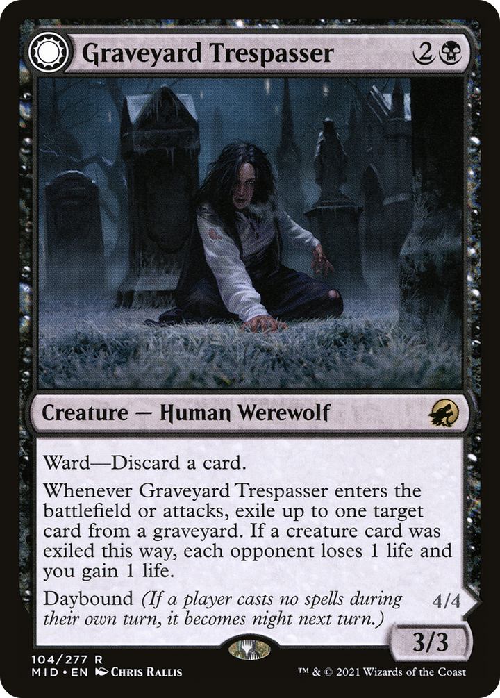 Graveyard Trespasser // Graveyard Glutton (MID-104) - : (Double Faced Transform) Foil