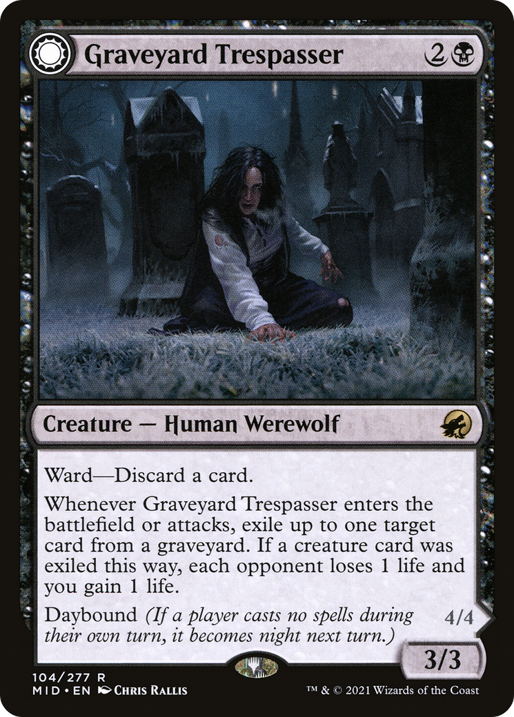 Graveyard Trespasser // Graveyard Glutton (MID-104) - : (Double Faced Transform) Foil