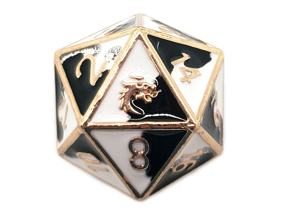 Dragon Forged - Black & White with Gold D20