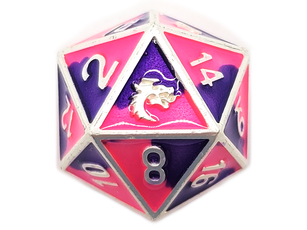 Dragon Forged - Platinum Purple & Pink D20