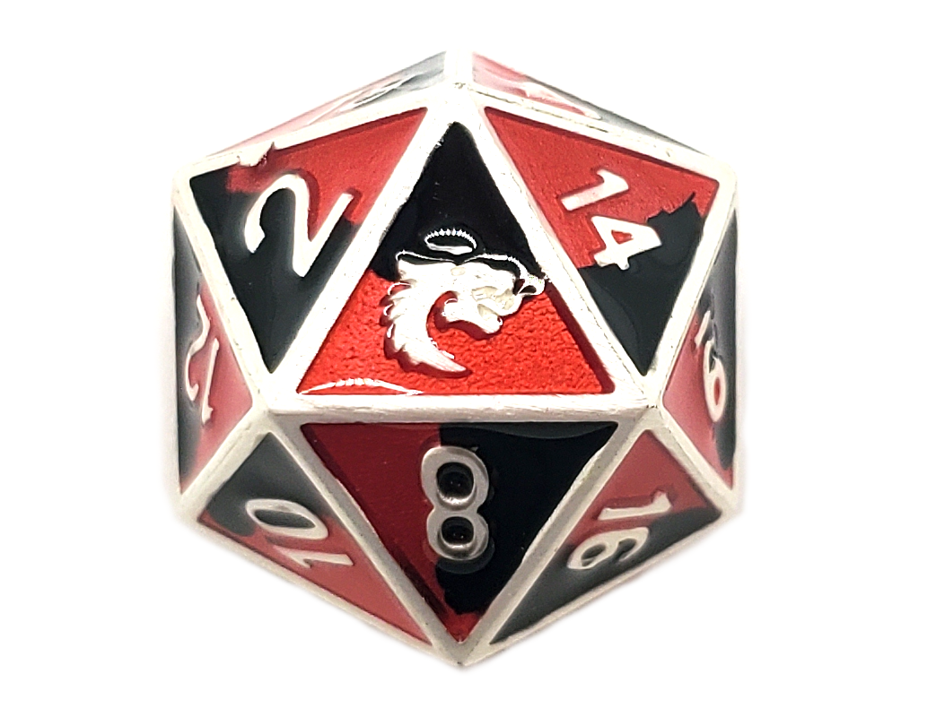 Dragon Forged - Platinum Black & Red D20