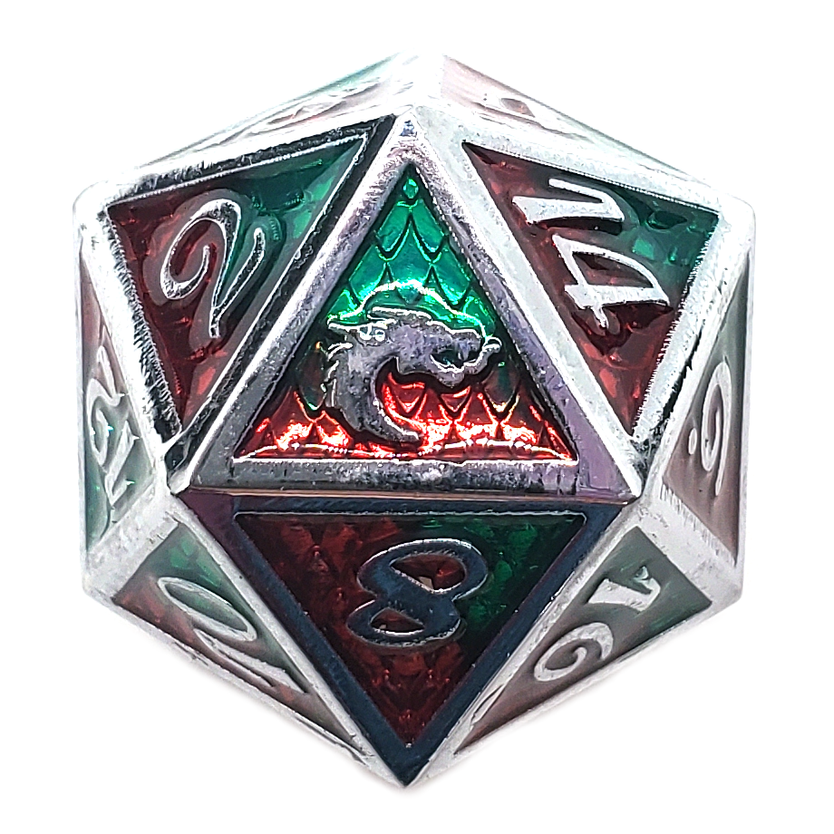 Dragon Scale - Red & Green D20