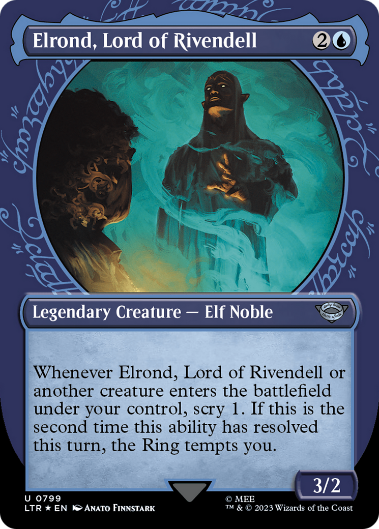 Elrond, Lord of Rivendell (LTR-799) - : (Showcase) (Borderless) Foil