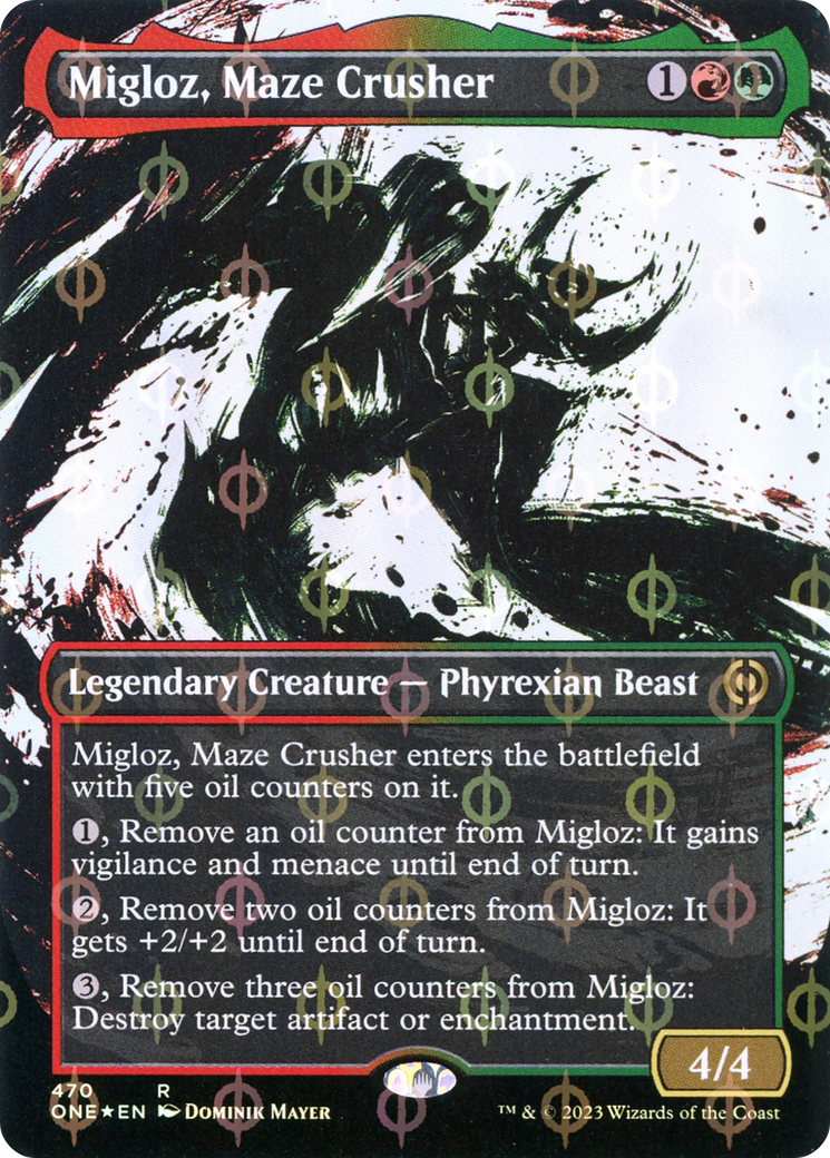 Migloz, Maze Crusher (ONE-470) - : (Showcase) (Borderless) Foil