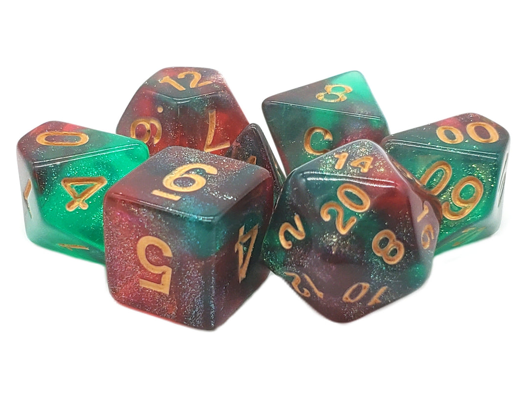 7 Piece DnD RPG Dice Set: Galaxy - Holly Berry!