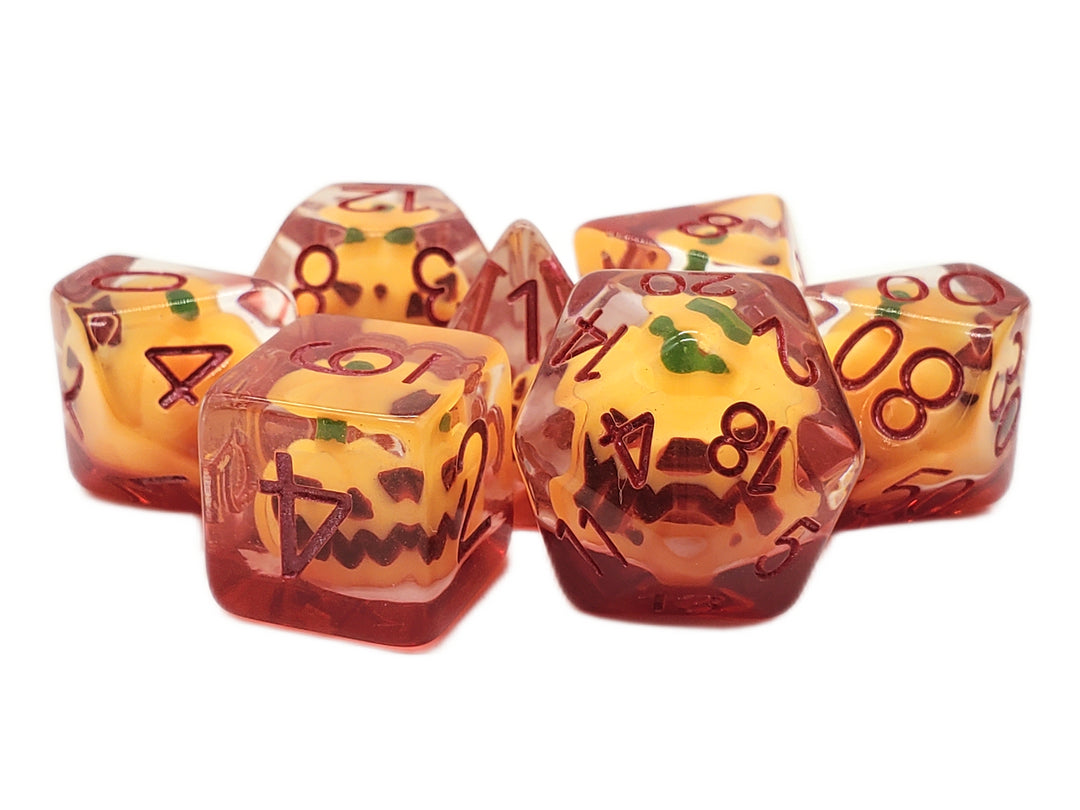 7 Piece DnD RPG Dice Set: Infused - Jack-O-Lantern - New