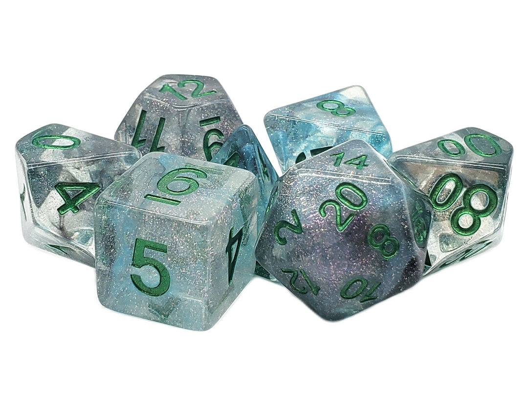 7 Piece DnD RPG Dice Set: Luminous - Blue Moon