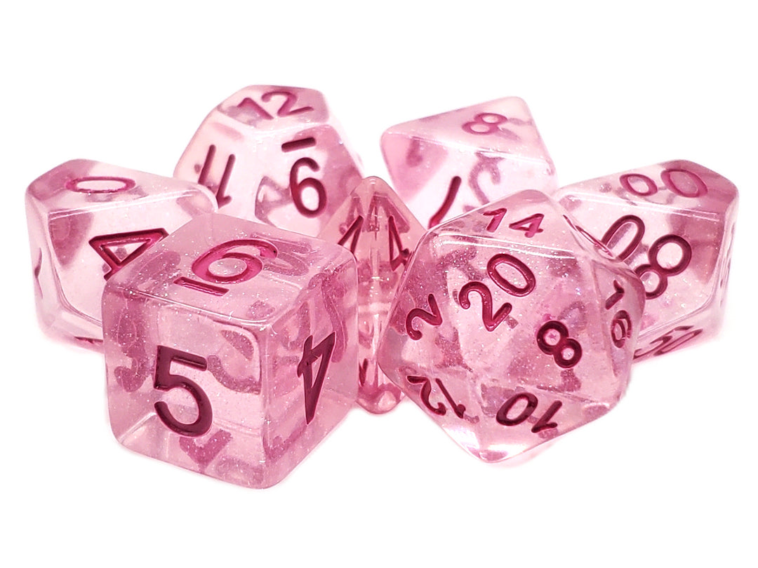 7 Piece DnD RPG Dice Set: Luminous - Pink Planet