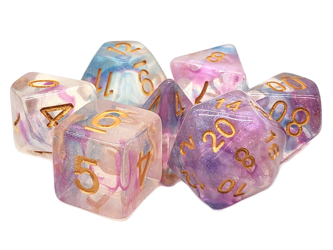 7 Piece DnD RPG Dice Set: Luminous - Violent Storm