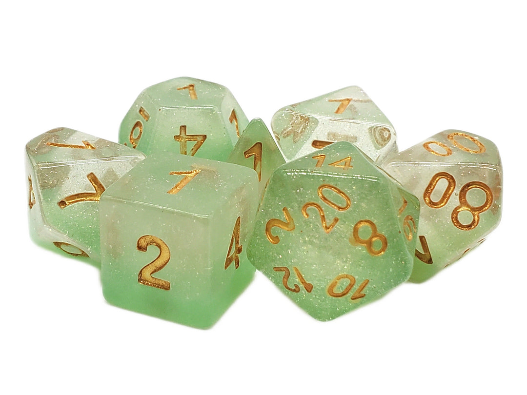 7 Piece DnD RPG Dice Set: Luminous - Morning Mist - New