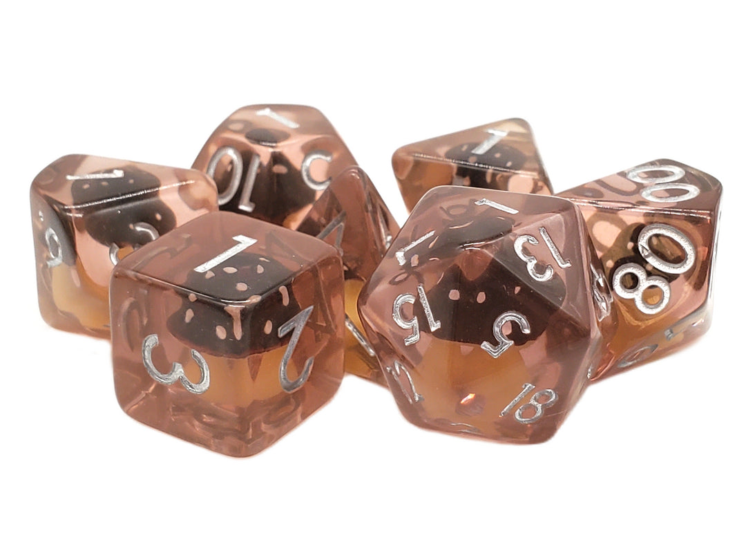 7 Piece DnD RPG Dice Set: Infused - Mushroom - Brown