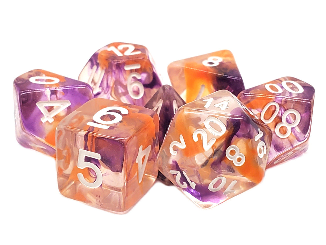 7 Piece DnD RPG Dice Set: Odyssey - Purple & Orange