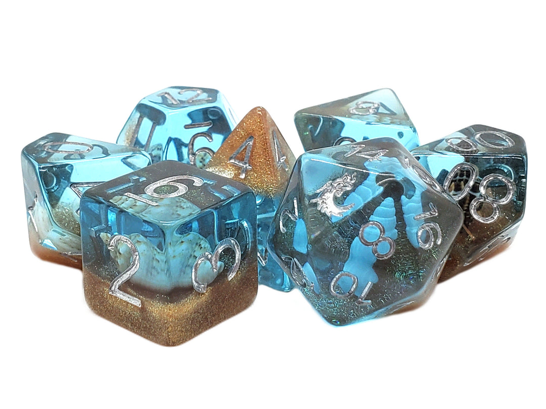 7 Piece DnD RPG Dice Set: Infused - Beach Party - Sunken Treasure - New