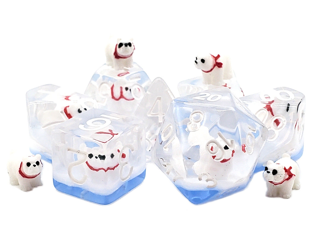 7 Piece DnD RPG Dice Set: Animal Kingdom - Polar Bear Dive