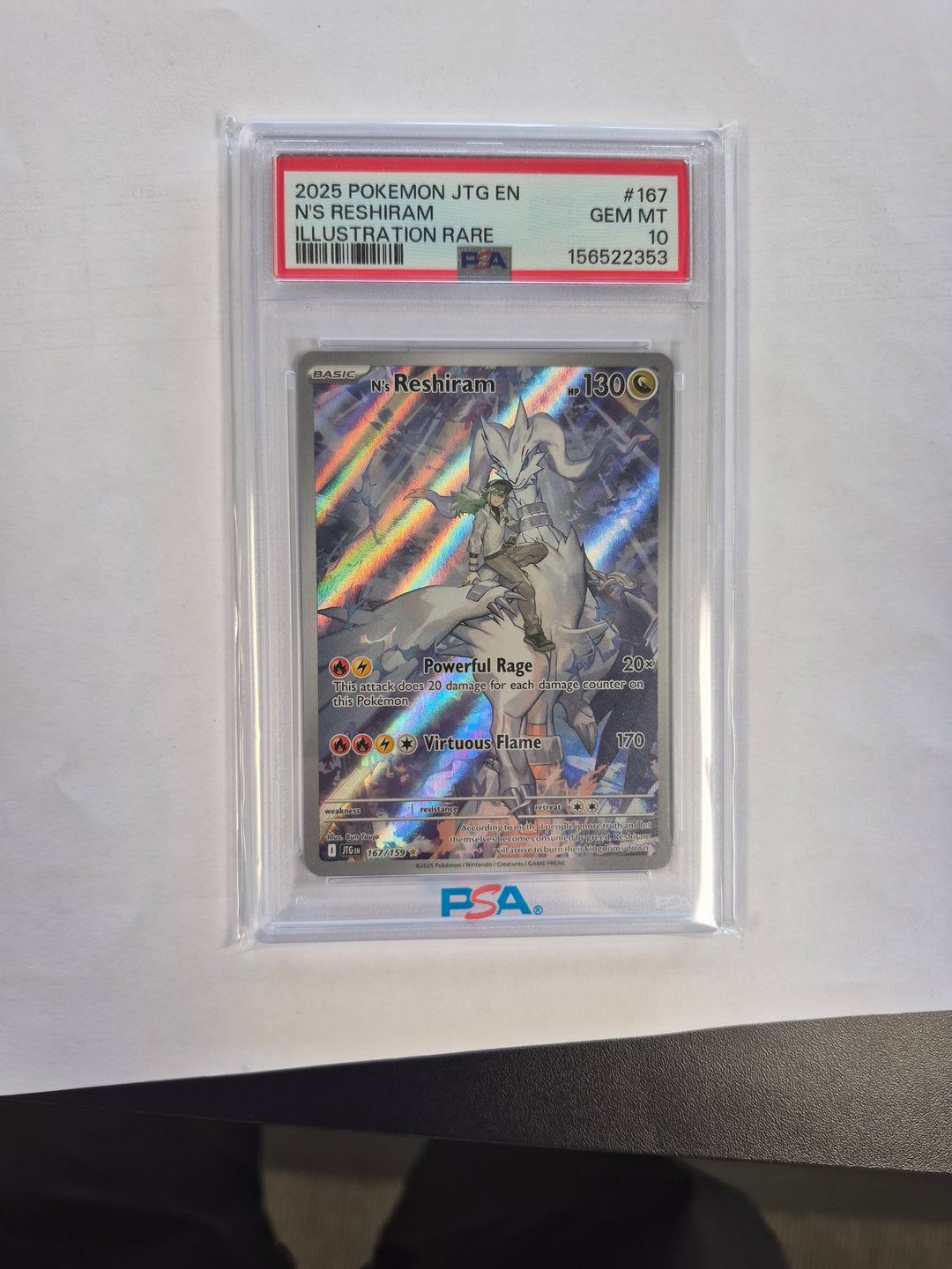 2025 POKEMON JTG EN N'S RESHIRAM #167 GEM MT 10