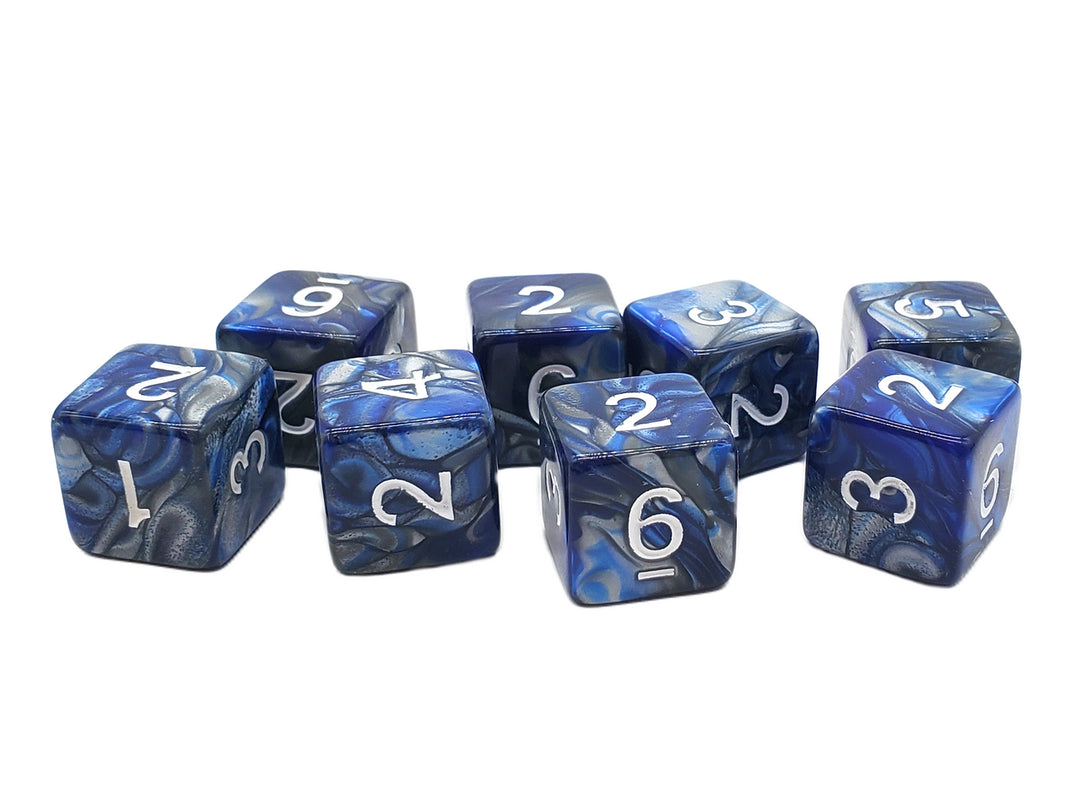 D6 8-Piece Dice Set - Vorpal - Silver & Blue