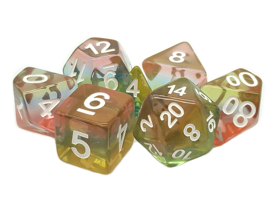 7 Piece DnD RPG Dice Set: Gradients - Aurora Sunset