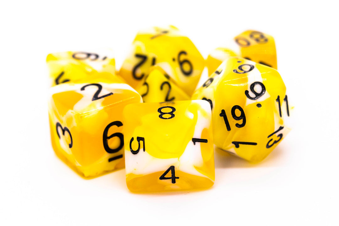 7 Piece DnD RPG Dice Set: Vorpal - Yellow & White w/ Black