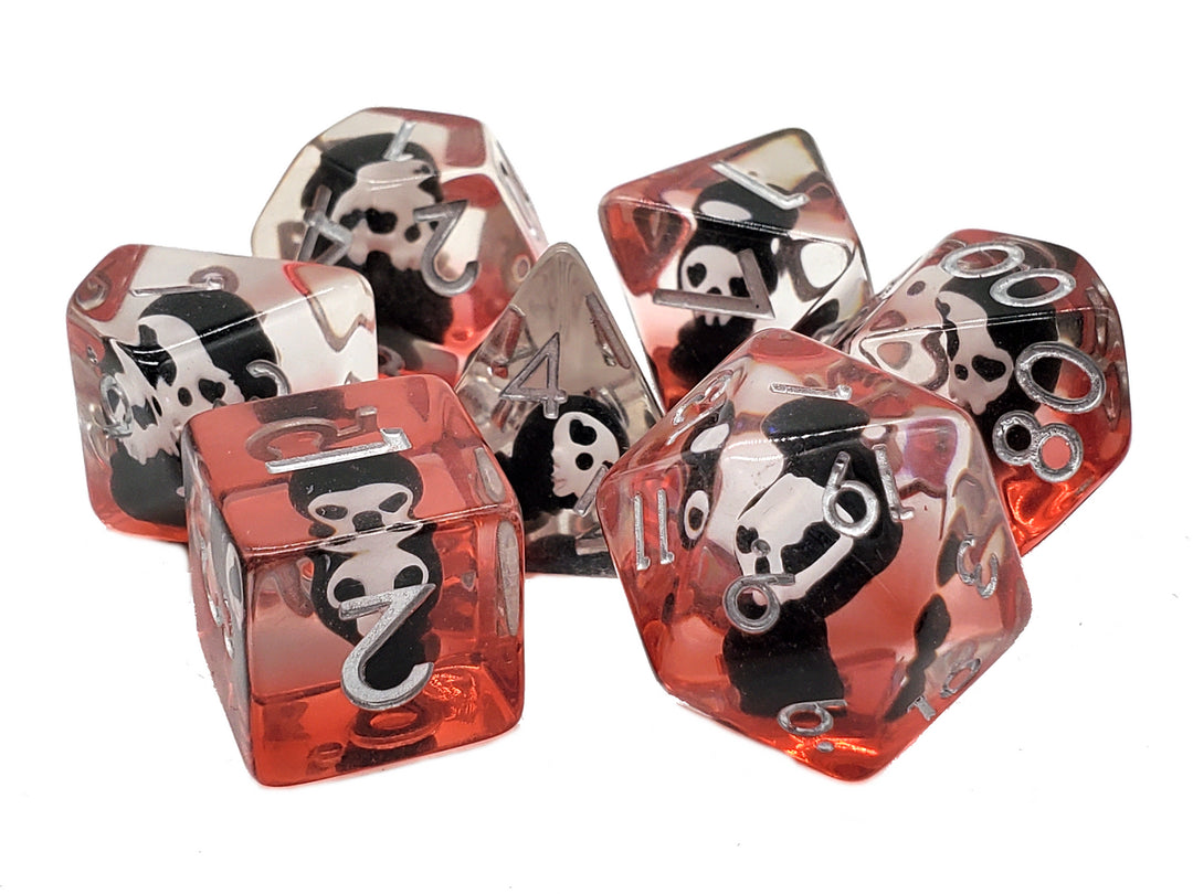 7 Piece DnD RPG Dice Set: Infused - Demon - Black