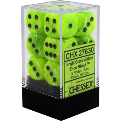 Chessex: Vortex Bright Green / Black 16 mm