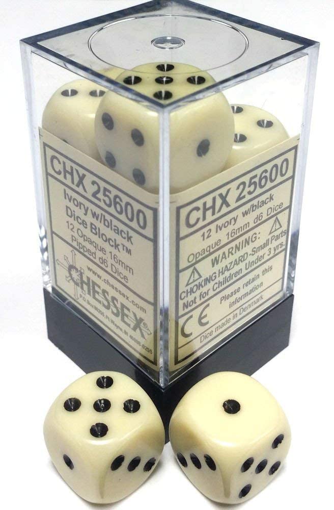 Chessex: Opaque Ivory/Black 16mm