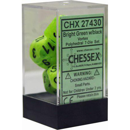 Chessex: Vortex Bright Green/Black Mini-Polyhedral Dice Set