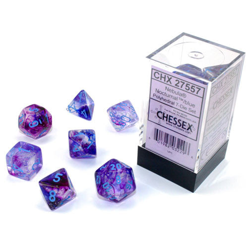 Chessex: Nebula Nocturnal/Blue Mini-Polyhedral Dice Set