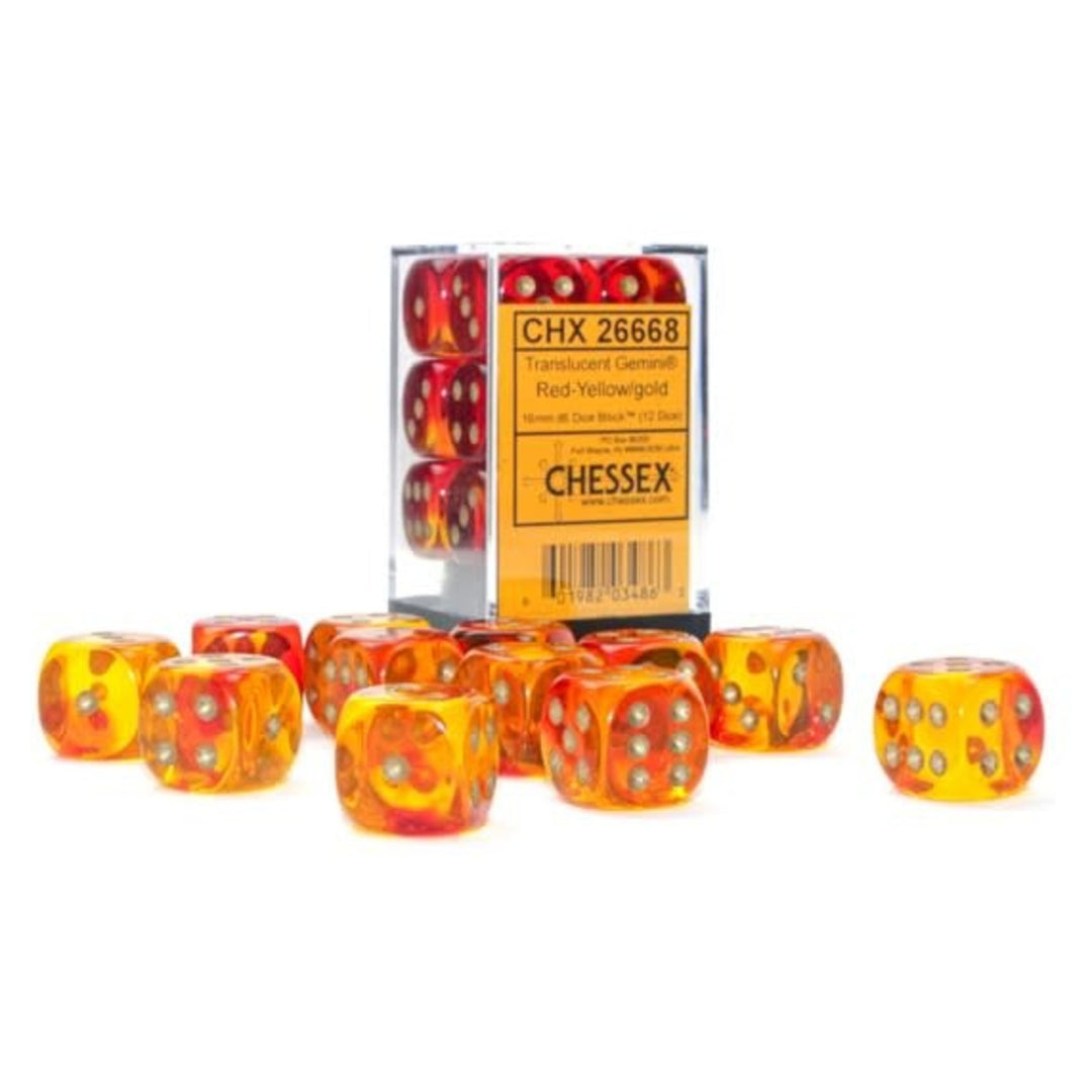 Chessex: Gemini Translucent Red Yellow / Gold