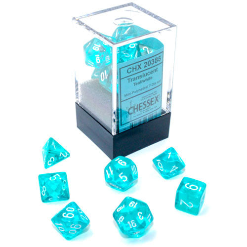 Chessex: Translucent Teal/White Mini-Polyhedral Dice Set