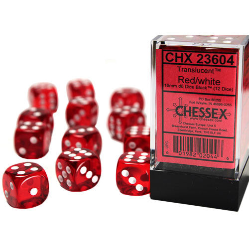 Chessex: Translucent Red/White 16mm